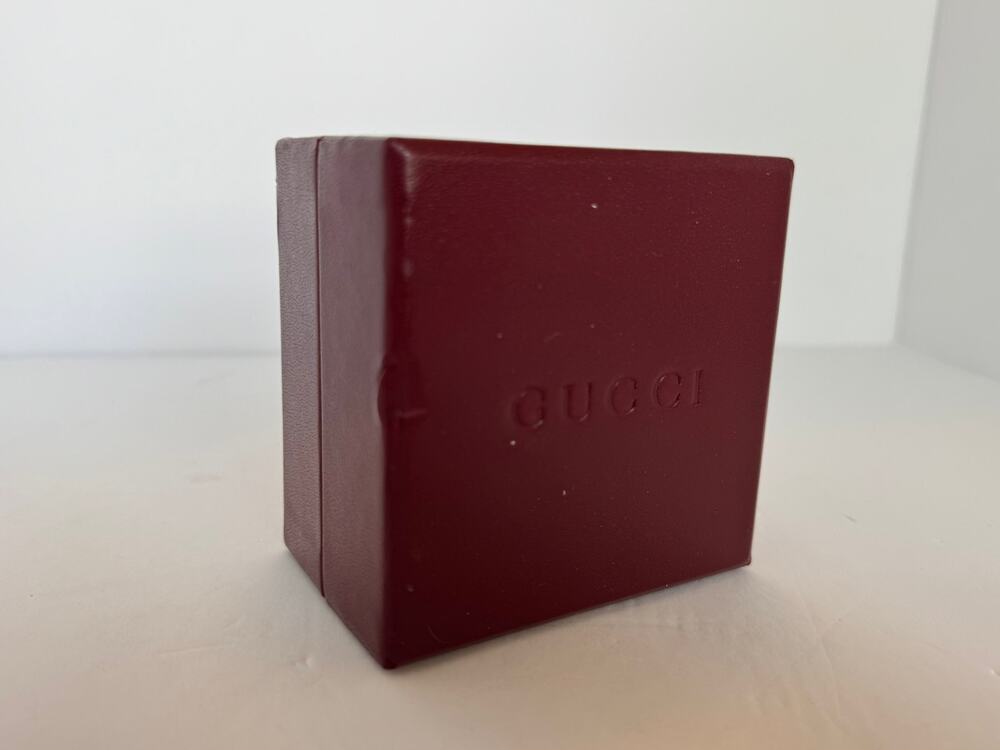 Gucci Maroon Burgundy Leather Stud Earring Jewelry Presentation Gift Box